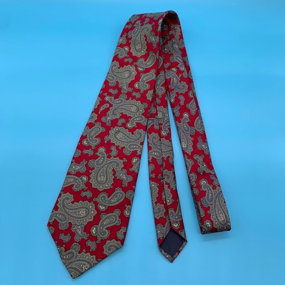 Vintage Damon Red Paisley Preppy All Silk Men's Classic Neck Tie
